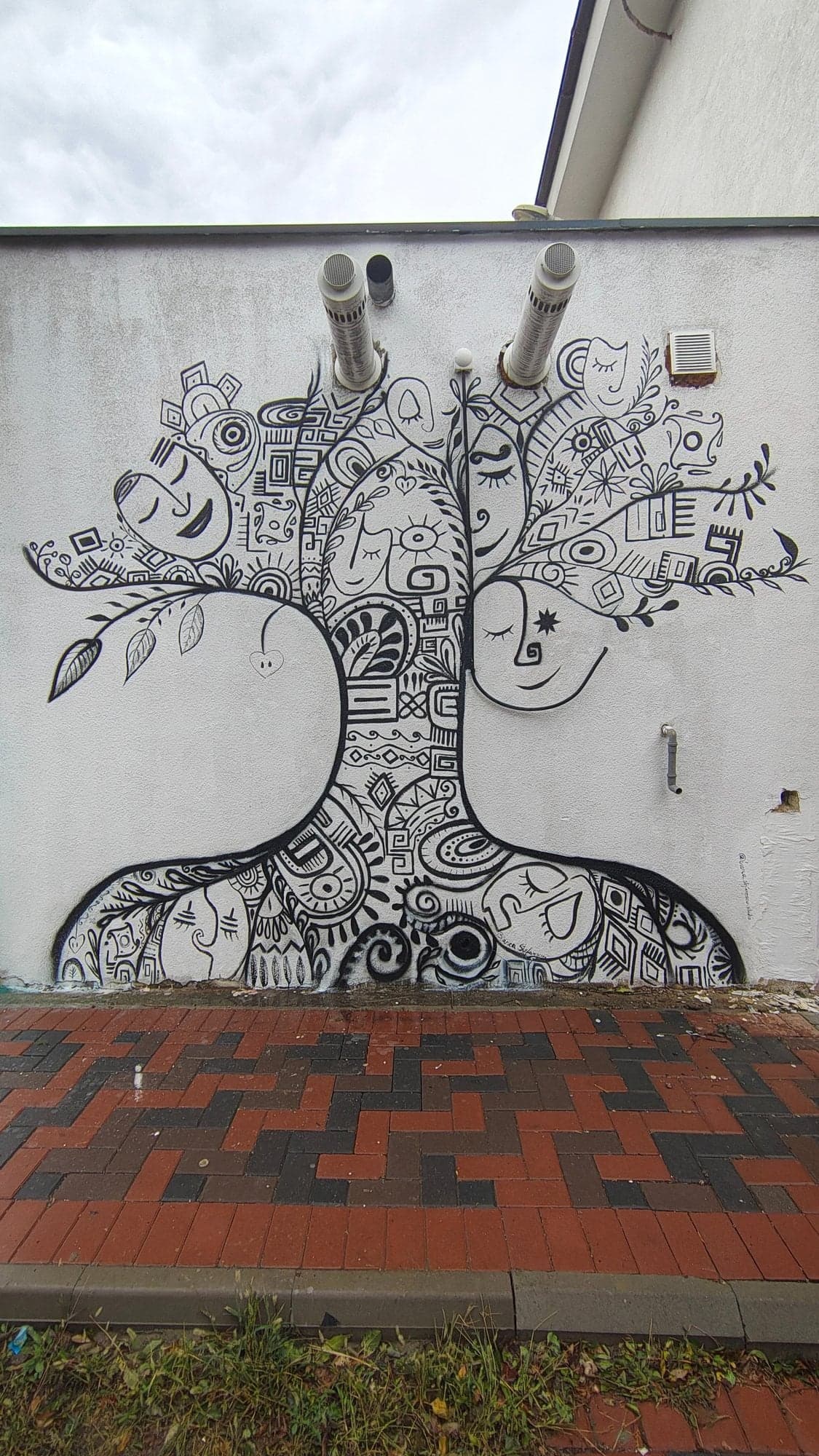 Mural line art „Tree of Life” — Școala Gării Cățelu