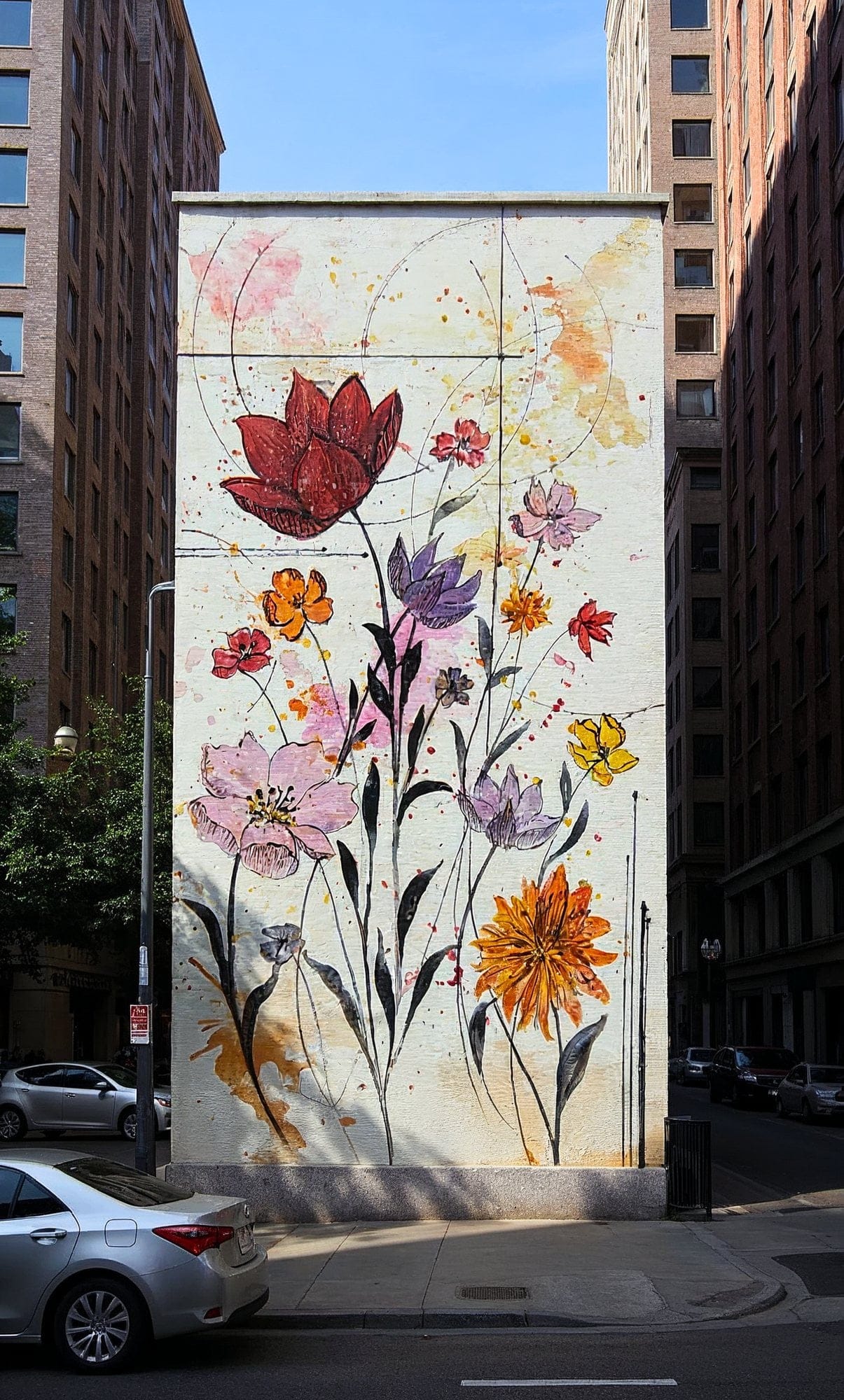 Flori de câmp — simulare mural, stil organic