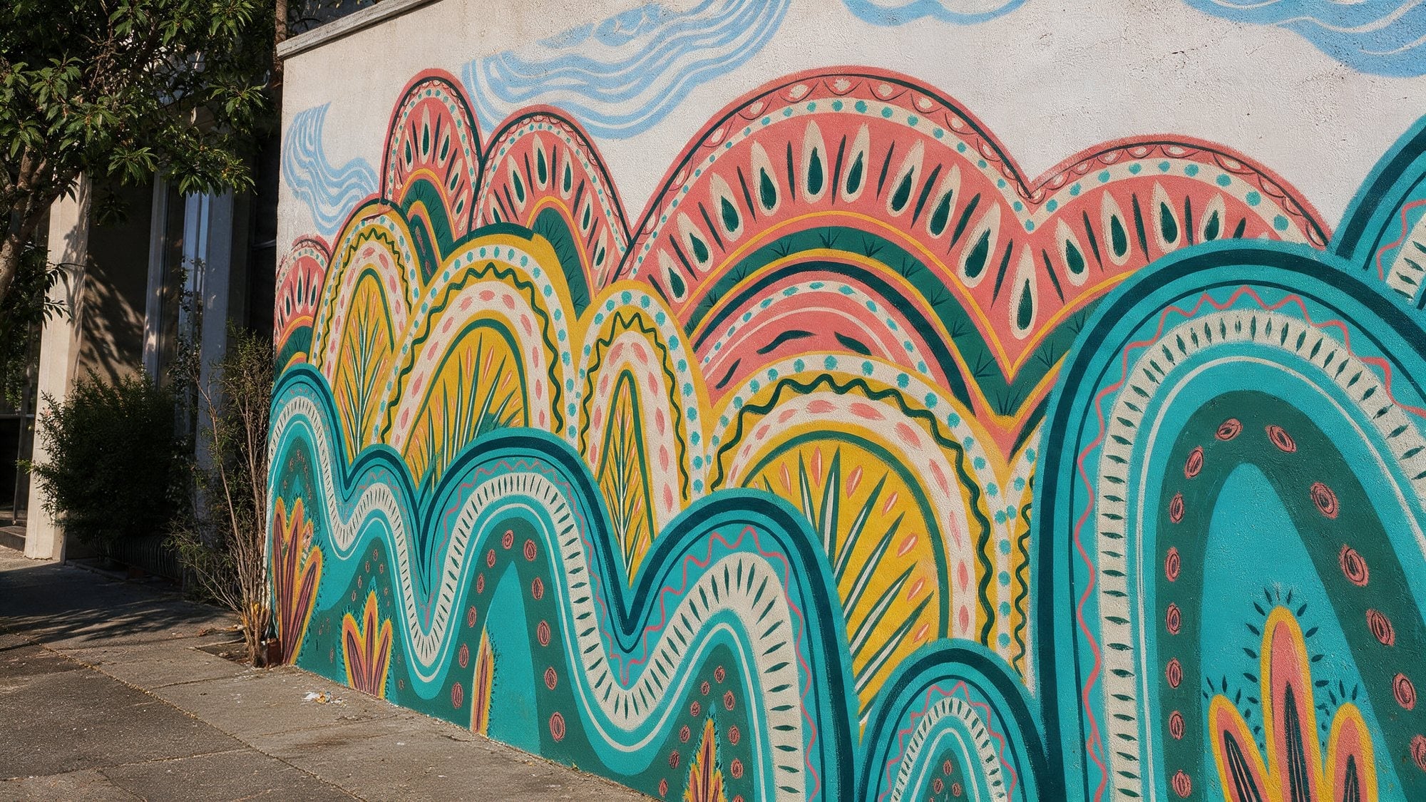 Dealuri ornamentale — simulare mural, stil organic