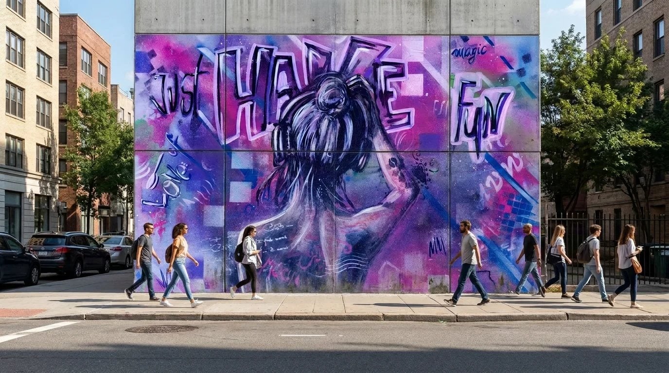 Hang loose — simulare mural, stil abstract